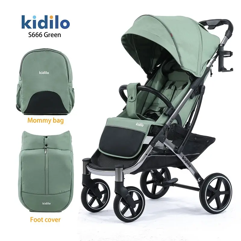 Kidilo S666 Premium Pram Stroller High landscape Design With Mommy Bag ...